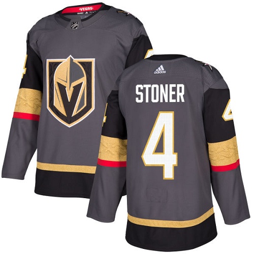 Adidas Golden Knights #4 Clayton Stoner Grey Home Authentic Stitched NHL Jersey - Click Image to Close